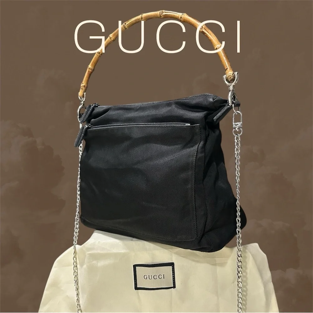 Vintage Gucci soho shoulder bag Black Bag with Bamboo Accent - Picture 7 of 17